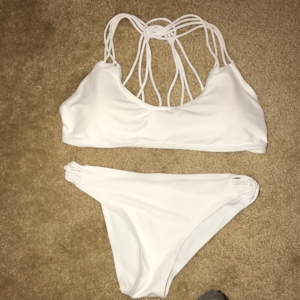 White Strappy Back Bikini Set
